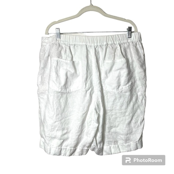 Boden 100% Linen Woman's White Elastic Back Shorts Size 14 - Picture 2 of 7